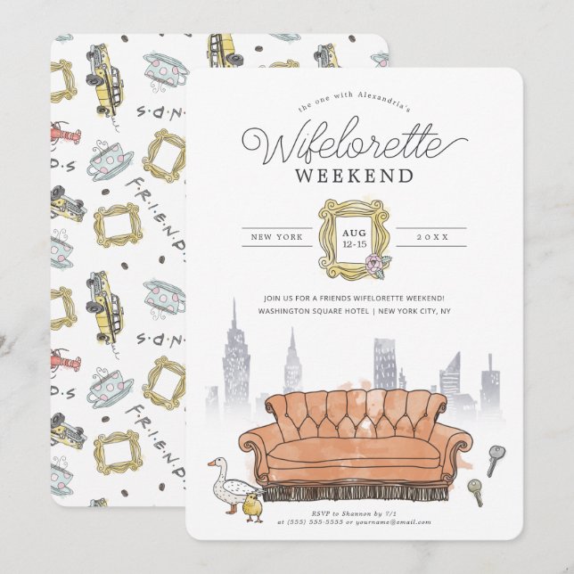 Invitación FRIENDS™ |  Fin de semana de fiesta de Wifelorette (Anverso / Reverso)