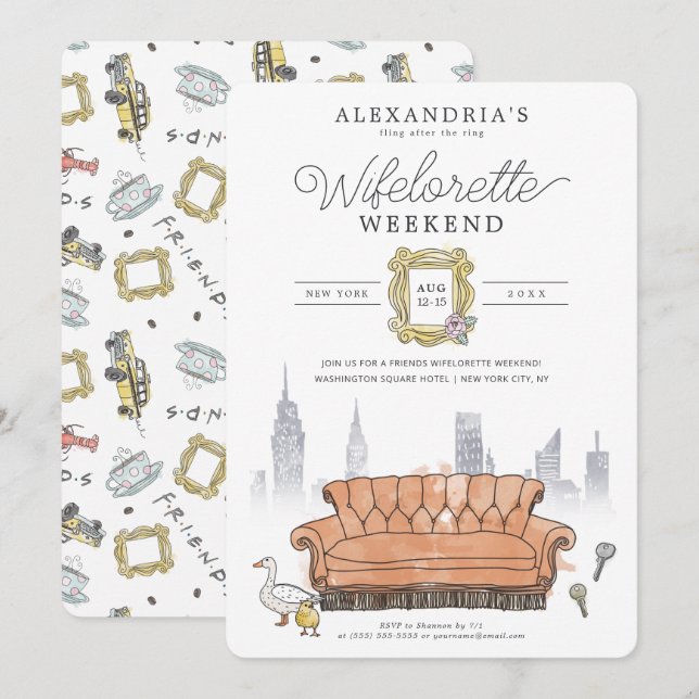 Invitación FRIENDS™ | Fling After the Ring Despedida de Solte (Anverso / Reverso)