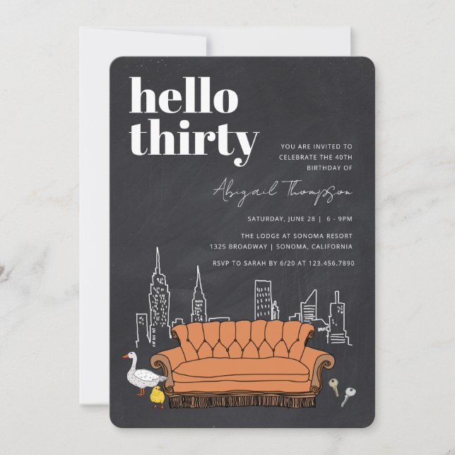 Invitación FRIENDS™ | Pizarra de Central Perk Cumpleaños 30 (Anverso)