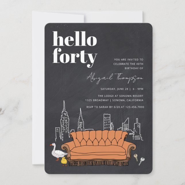 Invitación FRIENDS™ | Pizarra de Central Perk Cumpleaños 40 (Anverso)