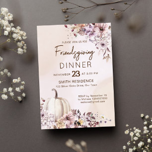 Invitación Friendsgivig Calabazas de follaje otoñal de Acción