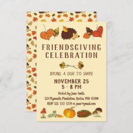 Invitación Friendsgiving Celebration with Hedgehog