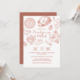 Invitación Friendsgiving Dinner Hand Drawn Food Whimsical