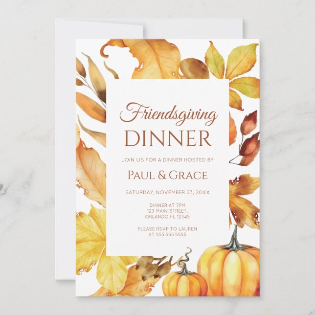 Invitación Friendsgiving Dinner Invitation Fall (Anverso)