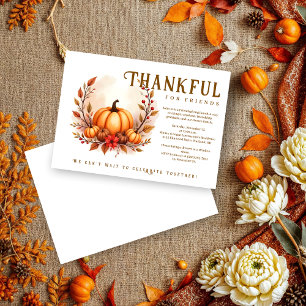 Invitación Friendsgiving Greenery Autumn Wreath Pumpkins