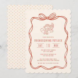 Invitación Friendsgiving Potluck Dinner Coquette Bow
