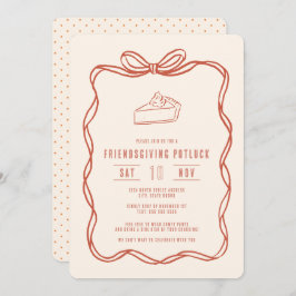 Invitación Friendsgiving Potluck Dinner Coquette Bow Pie