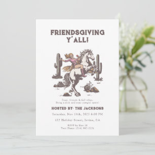 Invitación Friendsgiving Y’all Vaquera Retro