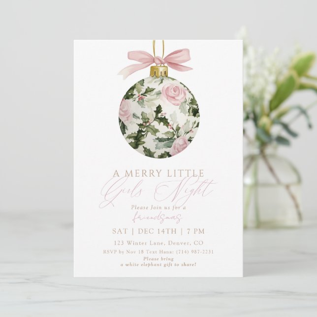 Invitación Friendsmas Floral Ornament Girls Night Christmas (Anverso de pie)