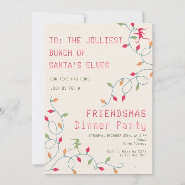Invitación Friendsmas Jolly Navidades Bunch Fiesta de vacacio (Anverso)