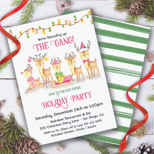 Invitación Friendsmas Office Navidades de vacaciones de renos