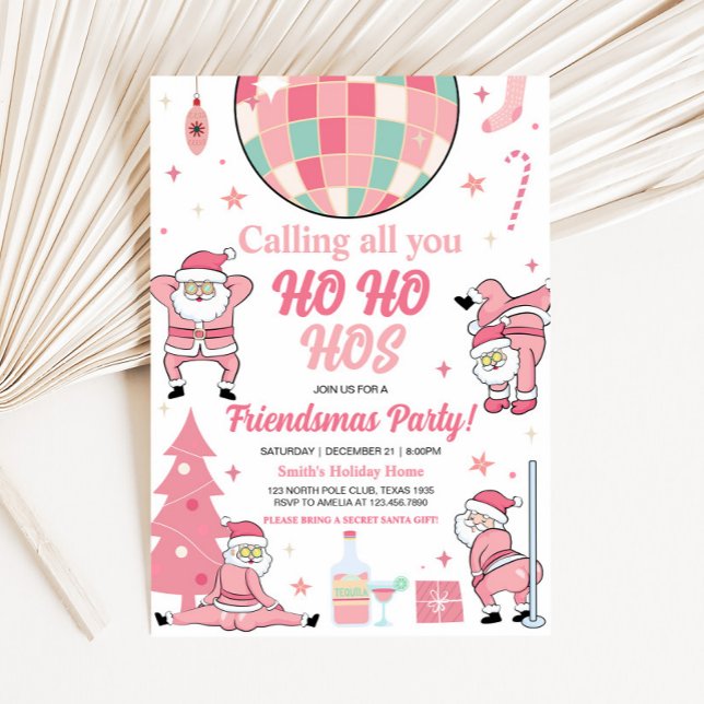 Invitación Friendsmas Santa Navidades Fiesta (Friendsmas Santa Funny Christmas Party Invitation
)