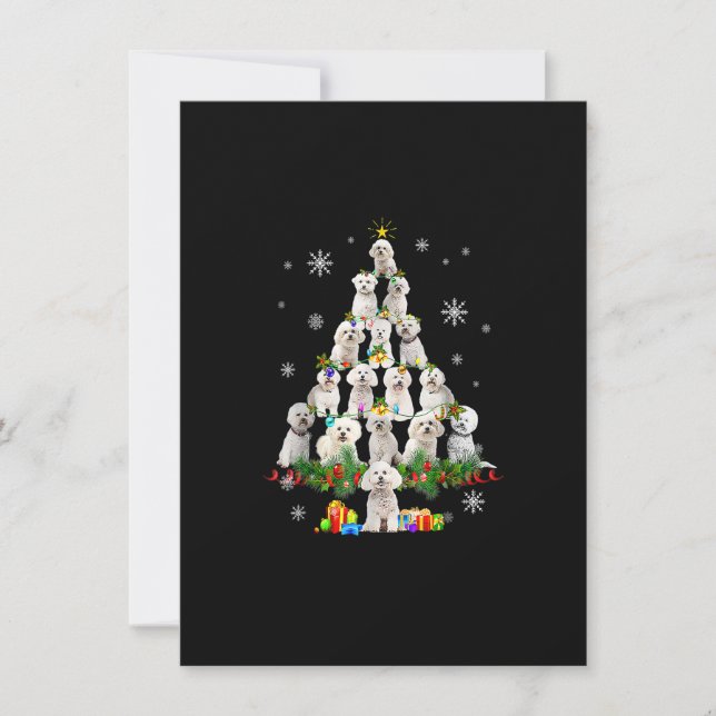 Invitación Frío de Bichon Árbol de Navidad enciende divertida (Anverso)