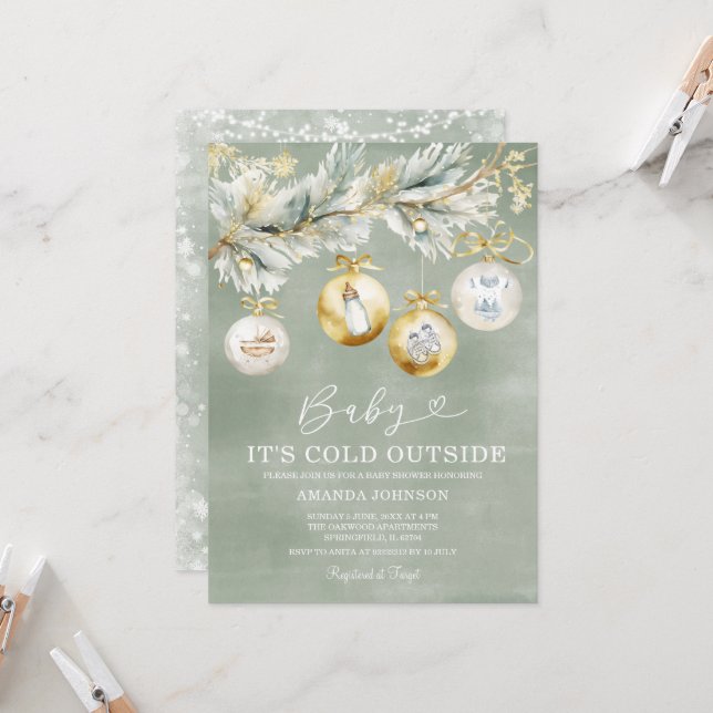 Invitación Frío de jaulas afuera de Navidades de copo de niev (Anverso/Reverso In Situ)