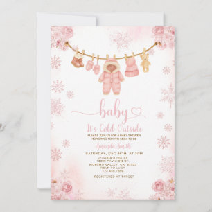 Invitación Frío de la línea de vestimenta rosa de Rubor fuera