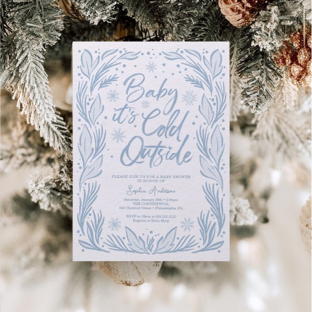 Invitación Frío en Baby Shower, copo de nieve con escarcha de (Subido por el creador)