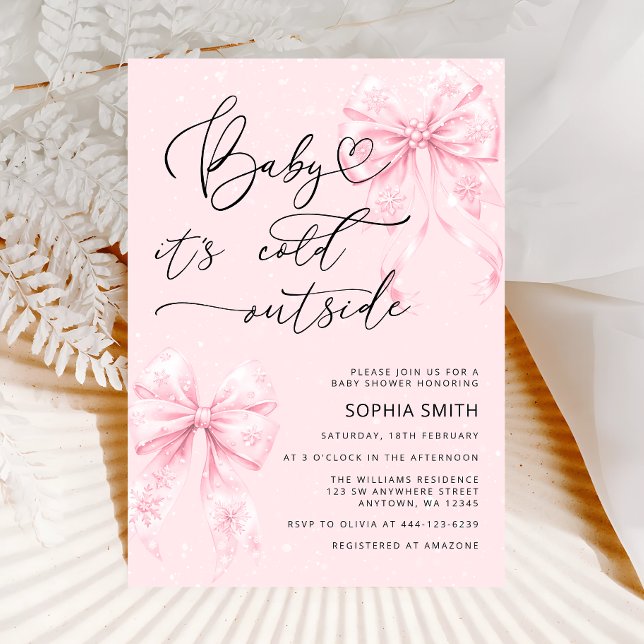 Invitación Frío exterior Elegante de arcos rosados Chica Baby (Subido por el creador)