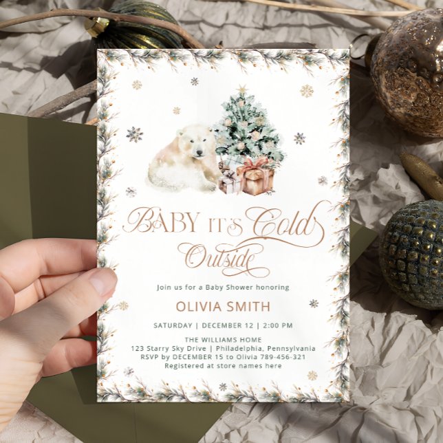 Invitación Frío fuera de Baby Shower de oso polar limpio (Subido por el creador)