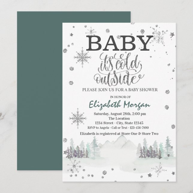 Invitación Frío fuera de la Baby Shower de los bosques de cop (Anverso / Reverso)