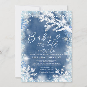 Invitación Frío fuera de la Baby Shower de Navidades de copos