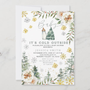 Invitación Frío fuera de Navidades Floral Baby Shower
