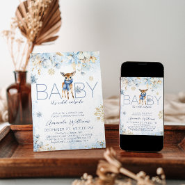 Invitación Frío fuera del invierno de ciervos Baby Boy Shower