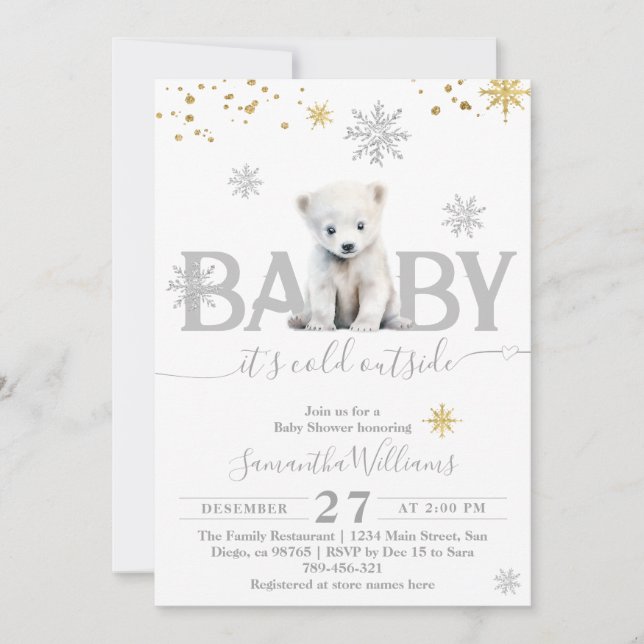 Invitación Frío fuera del invierno Género Baby Shower neutral (Anverso)