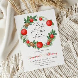 Invitación Fríos Navidades externos Wreath Winter Baby Shower