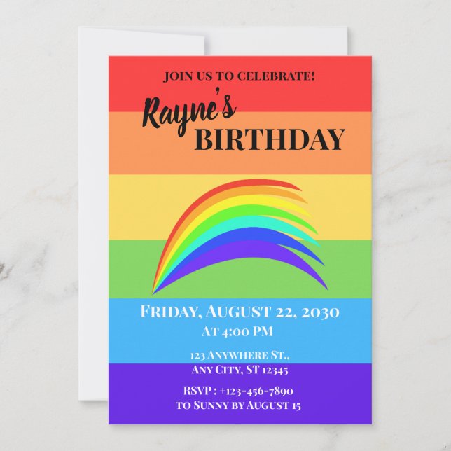 Invitación Frisas de arcoíris audaces (Anverso)