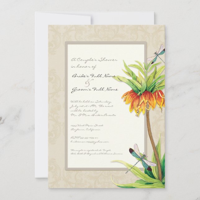 Invitación Fritillaria elegante y ducha de duchas de parejas  (Anverso)