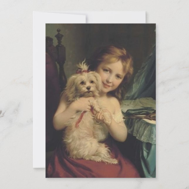 Invitación Fritz Zuber-Buhler - Un joven chica con un bichon  (Anverso)
