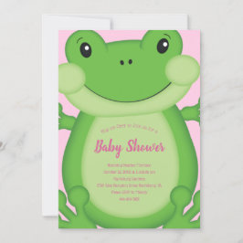 Invitación Frog Baby Shower Pink