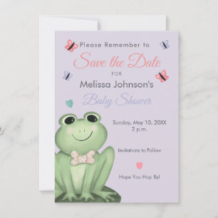 Invitación Frog de Lavanda Caprichoso para Baby Shower Save t