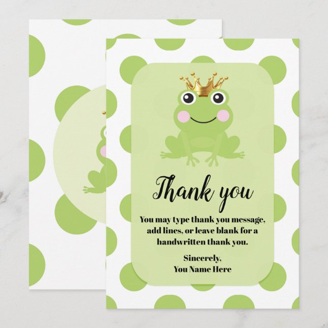 Invitación Frog Prince Storybook Gracias Baby Shower (Anverso / Reverso)