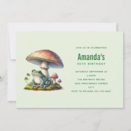 Invitación Frog Under a Mushroom Cute Nature Birthday