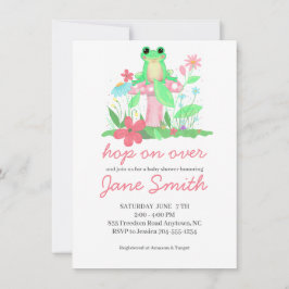 Invitación Froggie Fun Frog Baby Shower Invitation Girl