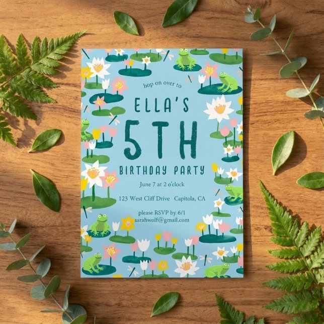 Invitación Frogs and Lily Pads Cute CUSTOM BIRTHDAY PARTY (Frogs and Lily Pads Cute CUSTOM BIRTHDAY PARTY Invitation
)