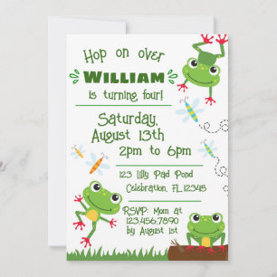 Invitación Frogtastic Jumping Frogs Niños Cumpleaños