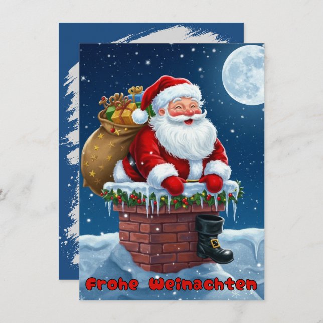 Invitación Frohe Weinachten, Postkarte  (Anverso / Reverso)
