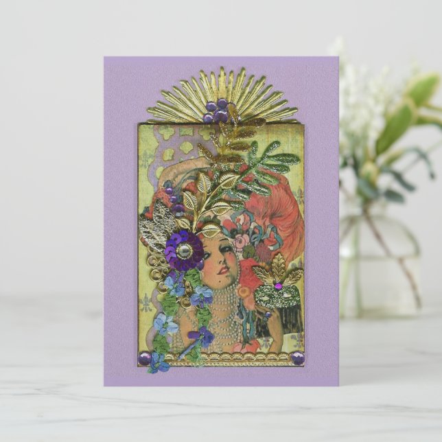 Invitación Frolic de Mardi Gras (Anverso de pie)