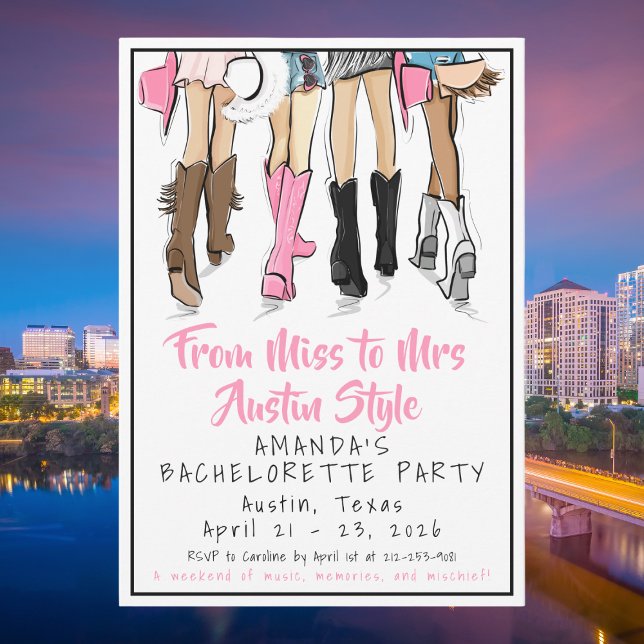 Invitación From Miss to Mrs — Austin Style Bachelorette Party (Subido por el creador)