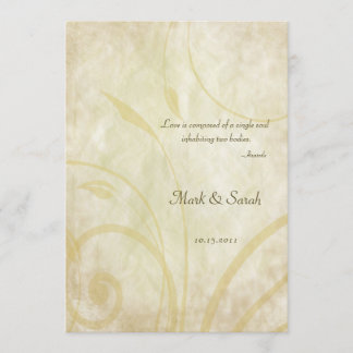 Invitación frondosa de la boda del pergamino del