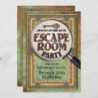 Invitación frontal y trasera para fiesta de escape