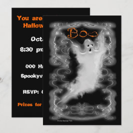 Invitación Frontera blanca de la voluta del fantasma