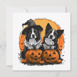 Invitación Frontera Collie Perros Halloween Jack O Lanterns