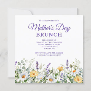 Invitación Frontera de Acuarela de Flores Silvestres Brunch d