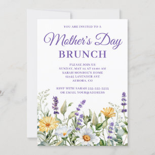 Invitación Frontera de Acuarela de Flores Silvestres Brunch d