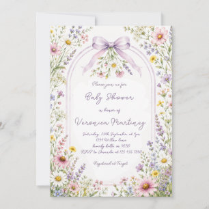 Invitación Frontera de flores silvestres del jardín púrpura p