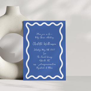Invitación Frontera de garabato azul de guión caprichoso Baby