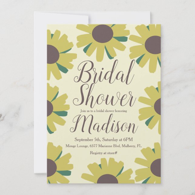 Invitación Frontera de girasoles rústicos para ducha de novia (Anverso)